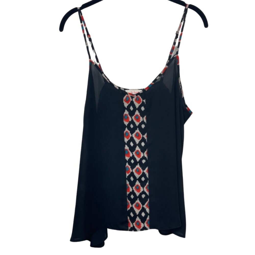LE SAMPLE | Womens Spaghetti Strap Black Sheer Tank Top | Size L